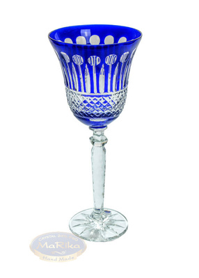 Kobaltowe kryształowe kieliszki do wina 280ml Francuski