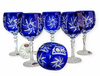 Kobaltowe kryształowe kieliszki do wina 280 ml Młynek Oliwka
