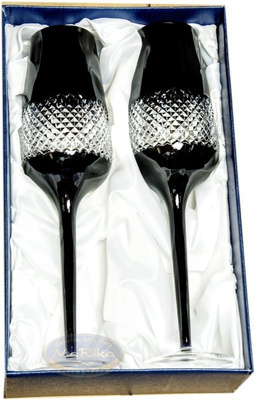 Black crystal champagne glasses, 2 pcs