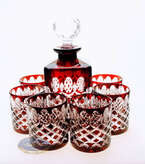 Ruby set of decanter and whisky glasses Crate Olive