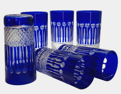 Black crystal water and drink glasses 320ml French