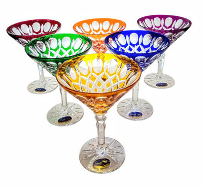 Coloured crystal martini glasses 110ml