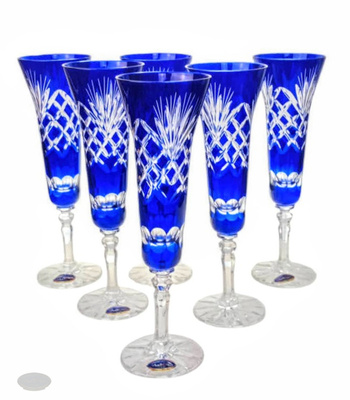 Copas de champán de cristal cobalto 170 ml Pineapple