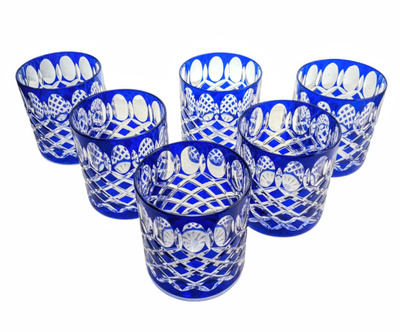 Vasos de whisky de cristal cobalto 280ml Crate Olive