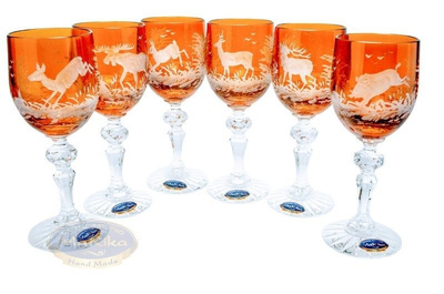 Crystal glasses for winewith hunting motif 130ml