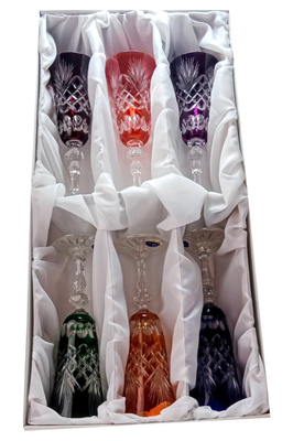 Coloured crystal champagne glasses 150ml Pineapple