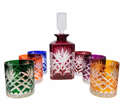 Gioco di whisky di cristallo a colori Caja de Aceitunas