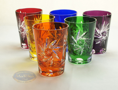 Vasos de chupito de cristal de colores 150ml Molino de aceitunas