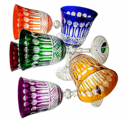 Kolorowe kryształowe kieliszki do wina 220 ml Francuski