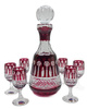 Set of Ruby Glasses with French Decanter 6+1
