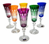 Coloured crystal champagne glasses 150 ml French