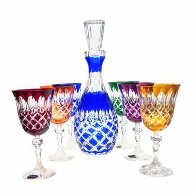Juego de Vino de Cristal Coloreado Crate Olive 6+1