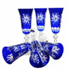 Kobaltowe kryształowe kieliszki do szampana 150 ml Młynek Oliwka