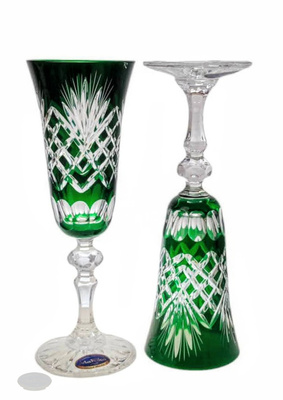 Szmaragdowe kryształowe kieliszki do szampana 150 ml Ananas