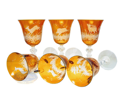 Amber engraved wine set