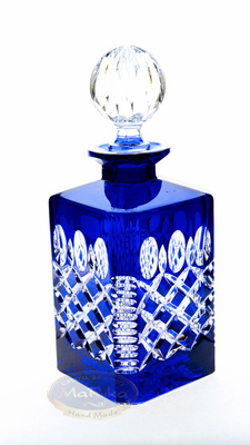 Cobalt crystal Whiskey carafe Lattice Olive