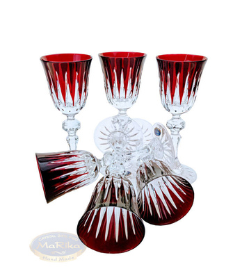 Rubinowe kryształowe kieliszki do Likieru 60 ml Linia
