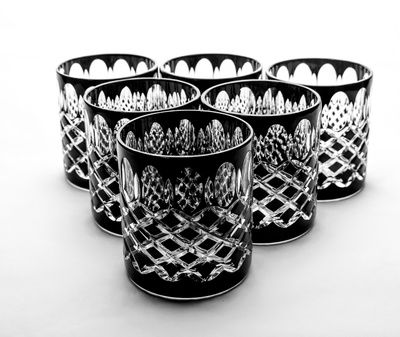 Vasos de whisky de cristal negro 280ml Crate Olive