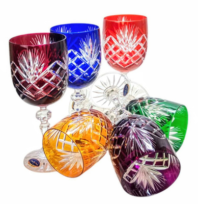 Kolorowe kryształowe kieliszki do wina 240ml Ananas