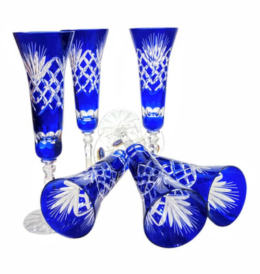 Copas de champán de cristal cobalto 170 ml Pineapple