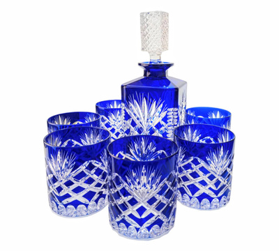 Set di bicchieri e decanter per whisky Cobalto Olive Mill