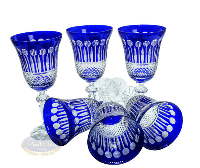 Cobalt crystal wine glasses 280 ml French