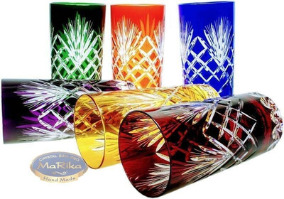 Vasos de cristal de colores para agua y bebidas 320 ml Piña