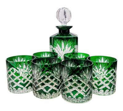 Set di bicchieri e decanter per whisky Frantoio Cobalto