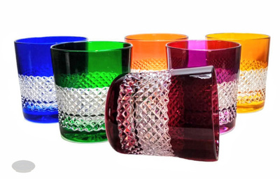 Vasos de cristal de colores para whisky 350ml Caja