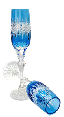 Cobalt crystal champagne glasses, 2 pcs