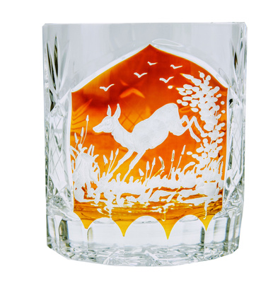 Vasos de cristal para whisky con motivo de caza grabado 280 ml