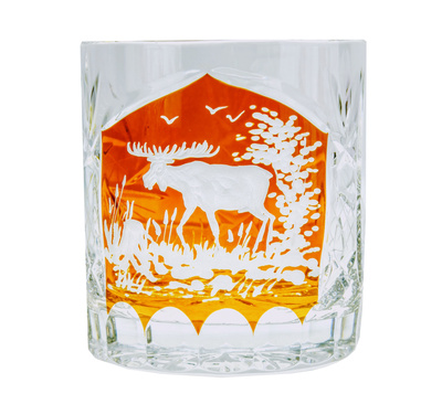 Vasos de cristal para whisky con motivo de caza grabado 280 ml