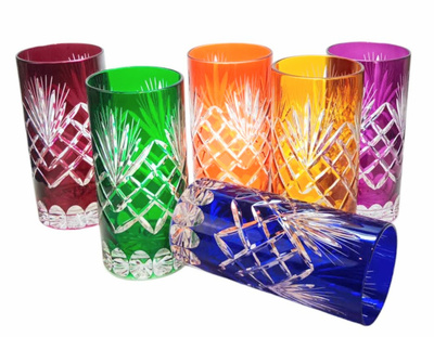 Vasos de cristal de colores para agua y bebidas 320 ml Piña
