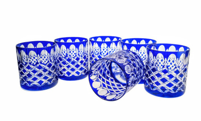 Vasos de whisky de cristal cobalto 280ml Crate Olive