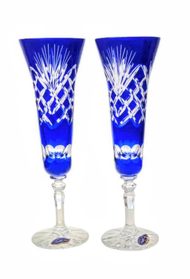 Copas de champán de cristal cobalto 170 ml Pineapple