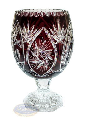Crystal Ruby legged vase Mill Olive