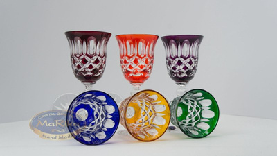Colorful crystal liqueur glasses 60 ml Olive lattice