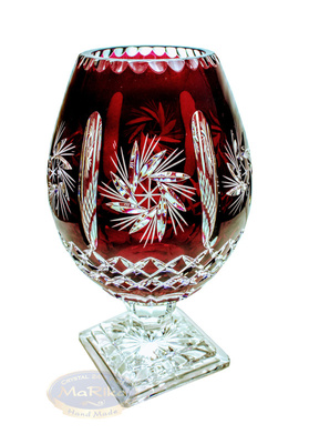 Jarrón de cristal con patas de rubí Mill Olive