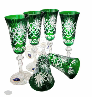 Szmaragdowe kryształowe kieliszki do szampana 150 ml Ananas