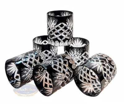 Black crystal whisky glasses Pineapple 6 pieces