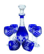 Juego de vino de cristal cobalto Piña