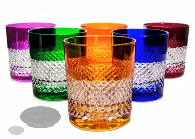 Vasos de cristal de colores para whisky 350ml Caja