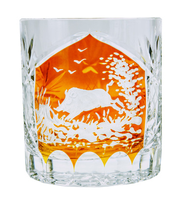 Vasos de cristal para whisky con motivo de caza grabado 280 ml