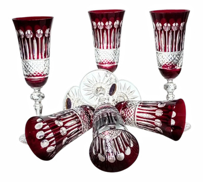 Copas de champán de cristal rubí 150 ml Francés