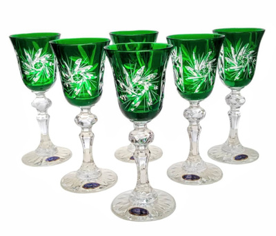 Copas de licor de cristal esmeralda 60ml Almazara 6 piezas
