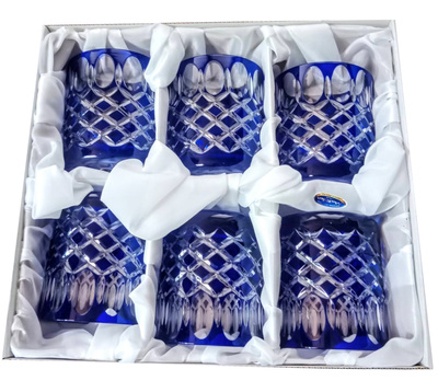 Cobalt crystal whisky glasses 280ml Crate Olive