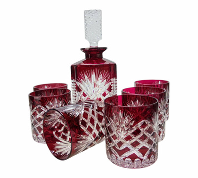 Gioco di bicchieri e decantatore di whisky in cobalto Olive Mill