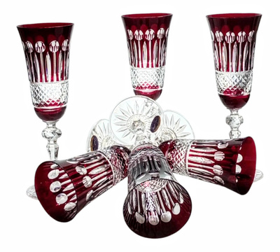 Copas de champán de cristal rubí 150 ml Francés