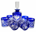 Gioco di bicchieri e decantatore di whisky in cobalto Olive Mill