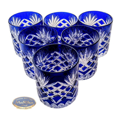 Cobalt crystal whisky glasses Pineapple 6 pieces